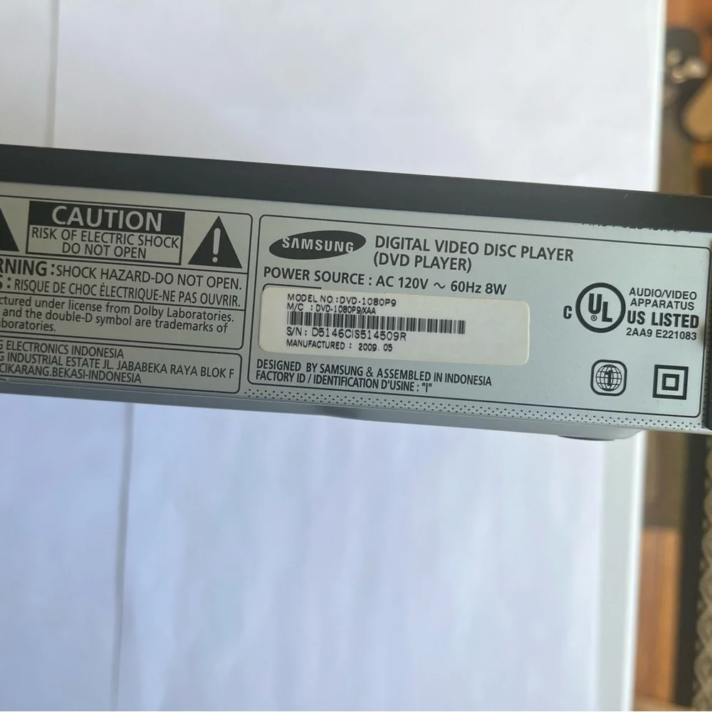 Samsung Digital Video Disc Player dvd-1080p9/xaa 2009 With Manual No Remote